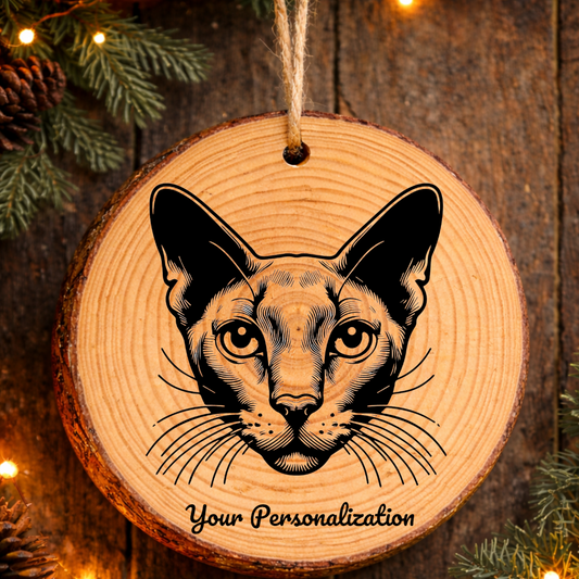Donskoy Cat Rustic Pine Wooden Round Ornament