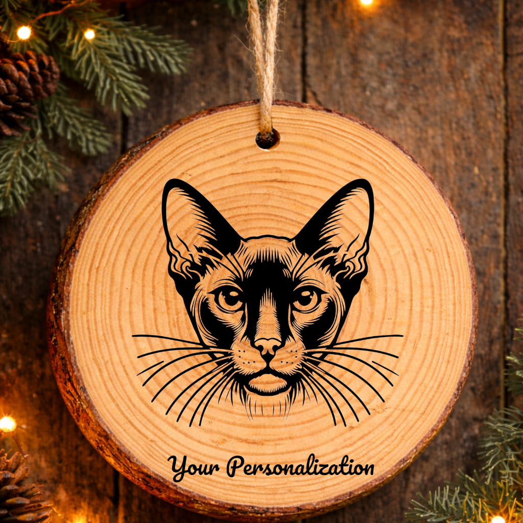 Donskoy Cat Rustic Pine Wooden Round Ornament