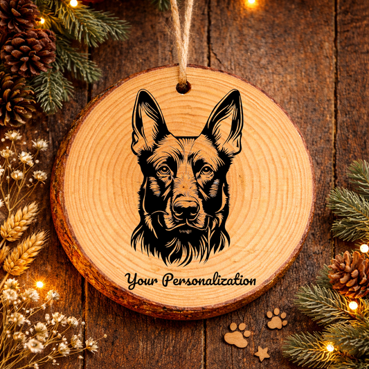 Dutch Shepherd Dog Ornament – Rustic Wooden Keepsake