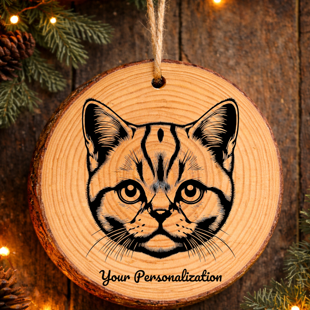 Dwelf Cat Rustic Pine Wooden Round Ornament