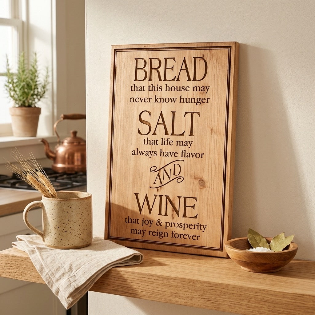 Bread Salt and Wine Blessing Sign