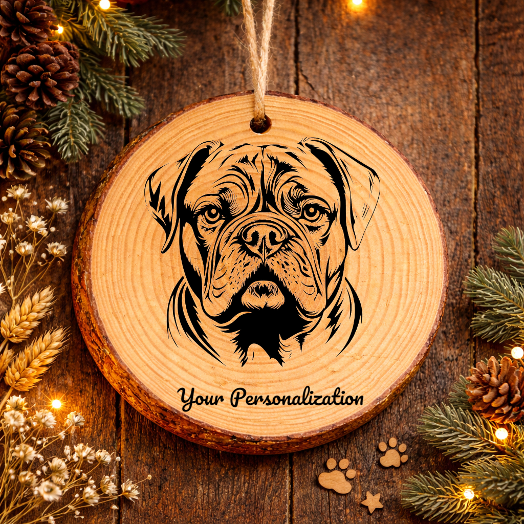 English Bulldog Dog Ornament – Rustic Wooden Keepsake