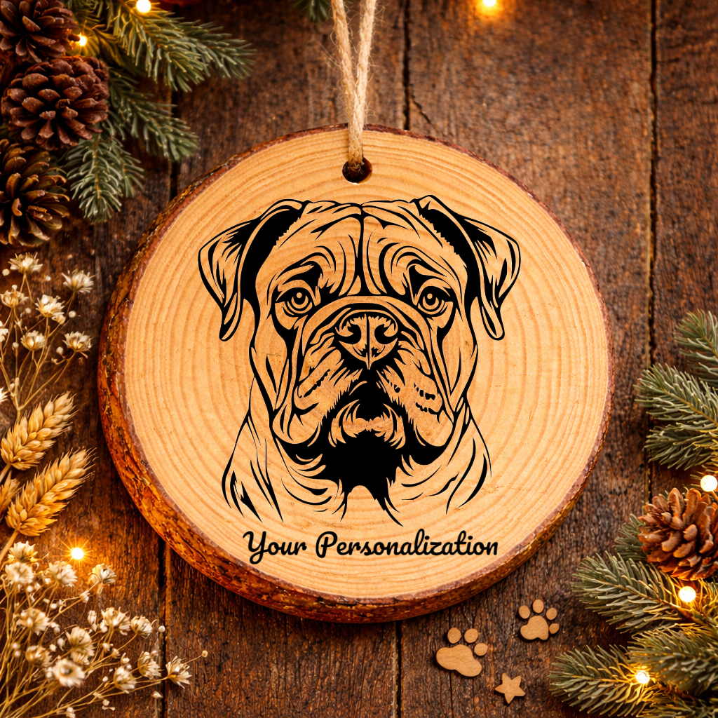 English Bulldog Dog Ornament – Rustic Wooden Keepsake