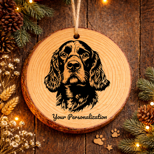 English Cocker Spaniel Dog Ornament – Rustic Wooden Keepsake