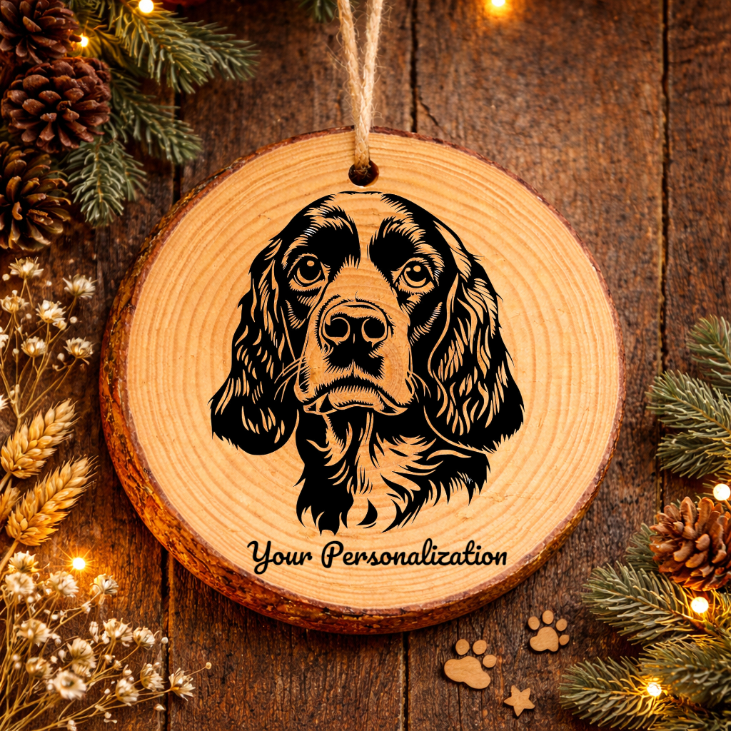 English Cocker Spaniel Dog Ornament – Rustic Wooden Keepsake