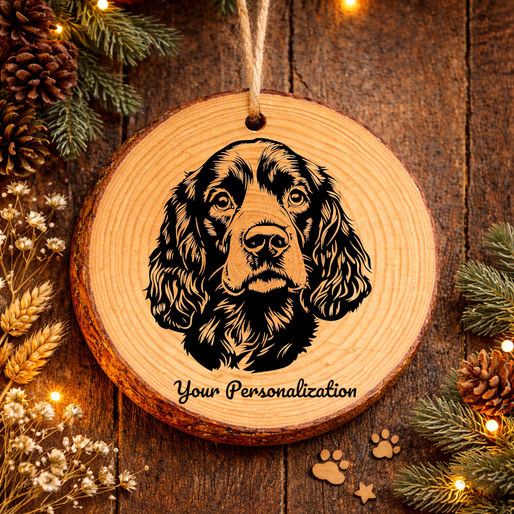 English Cocker Spaniel Dog Ornament – Rustic Wooden Keepsake