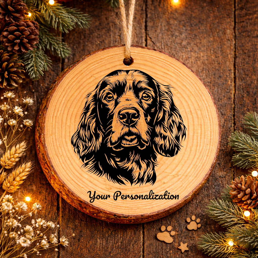 English Cocker Spaniel Dog Ornament – Rustic Wooden Keepsake