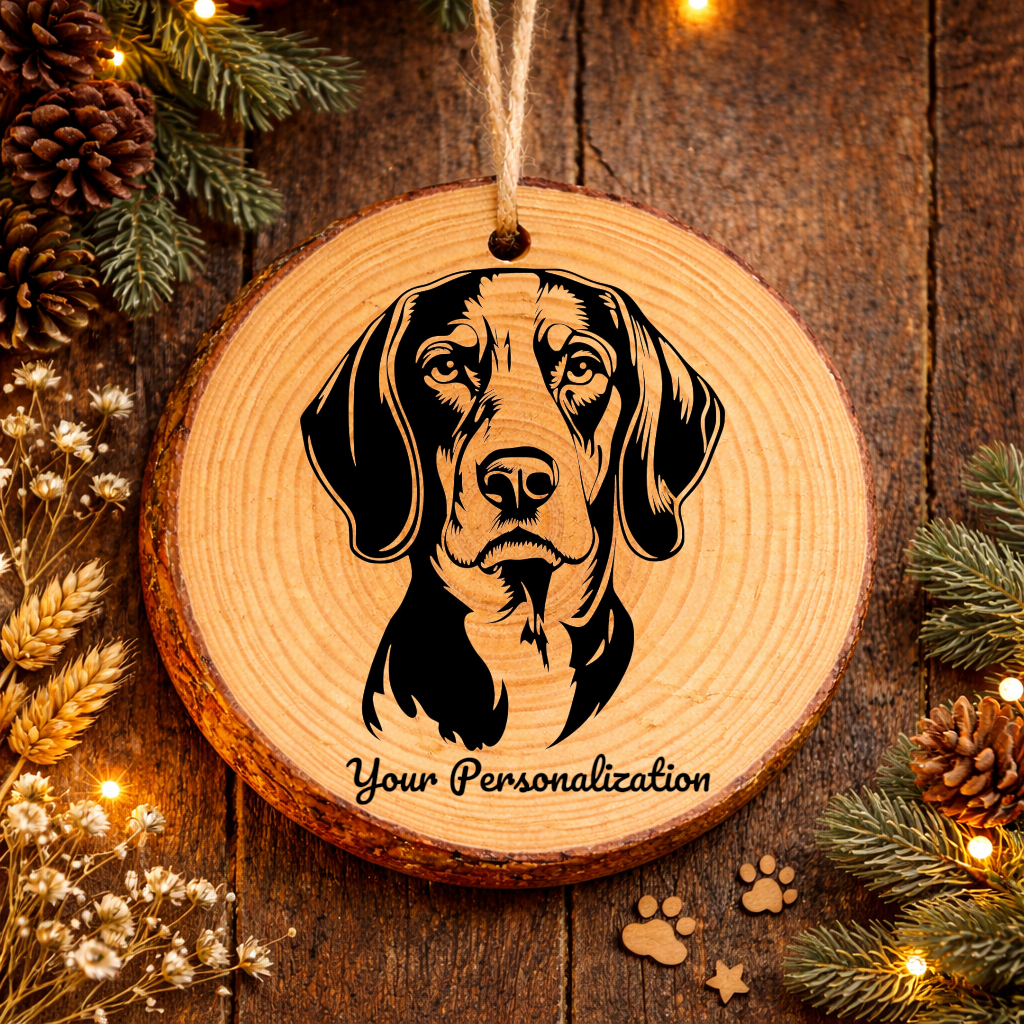 English Foxhound Dog Ornament – Rustic Wooden Keepsake