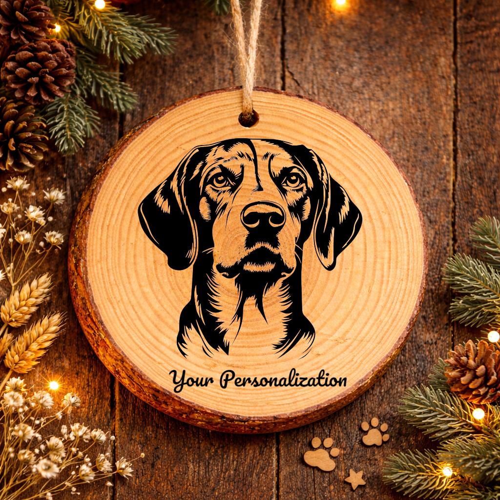 English Foxhound Dog Ornament – Rustic Wooden Keepsake