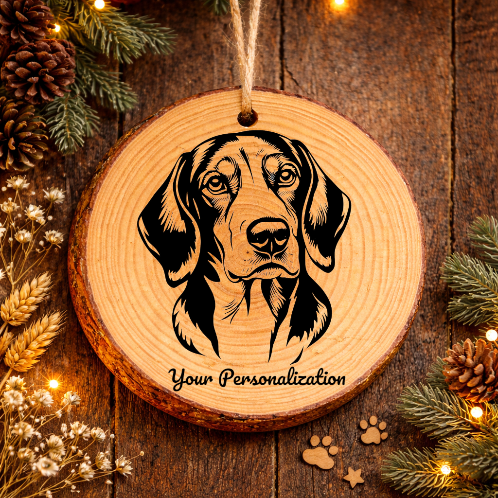 English Foxhound Dog Ornament – Rustic Wooden Keepsake