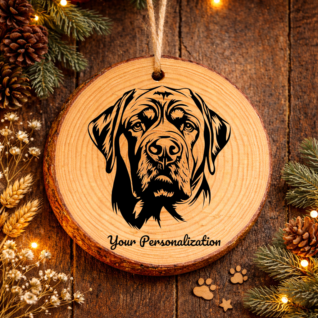 English Mastiff Dog Ornament – Rustic Wooden Keepsake
