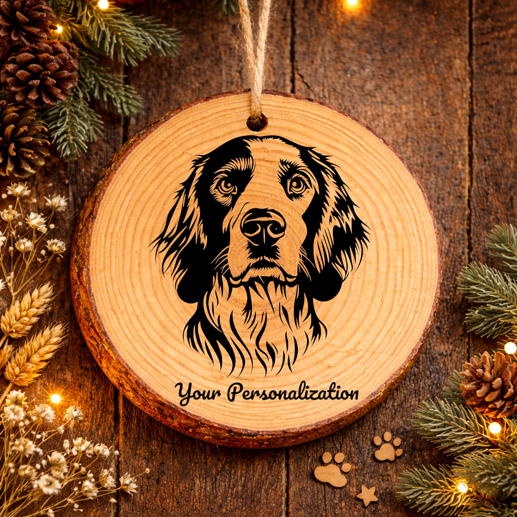 English Setter Dog Ornament – Rustic Wooden Keepsake