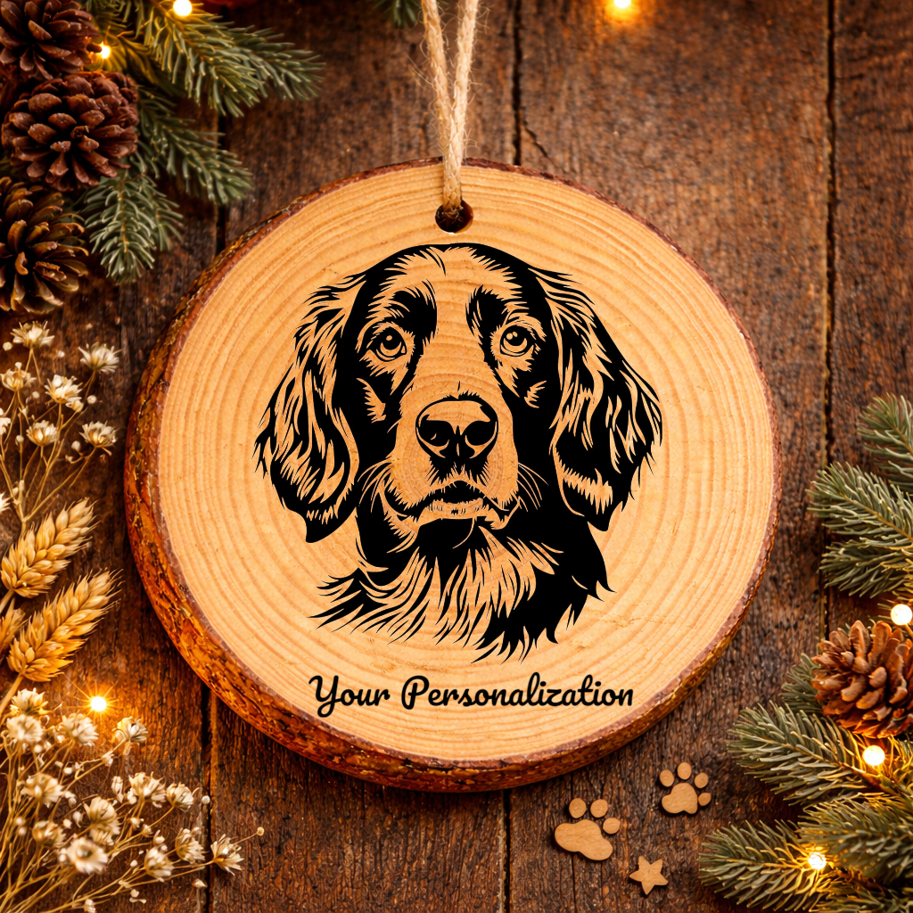 English Setter Dog Ornament – Rustic Wooden Keepsake