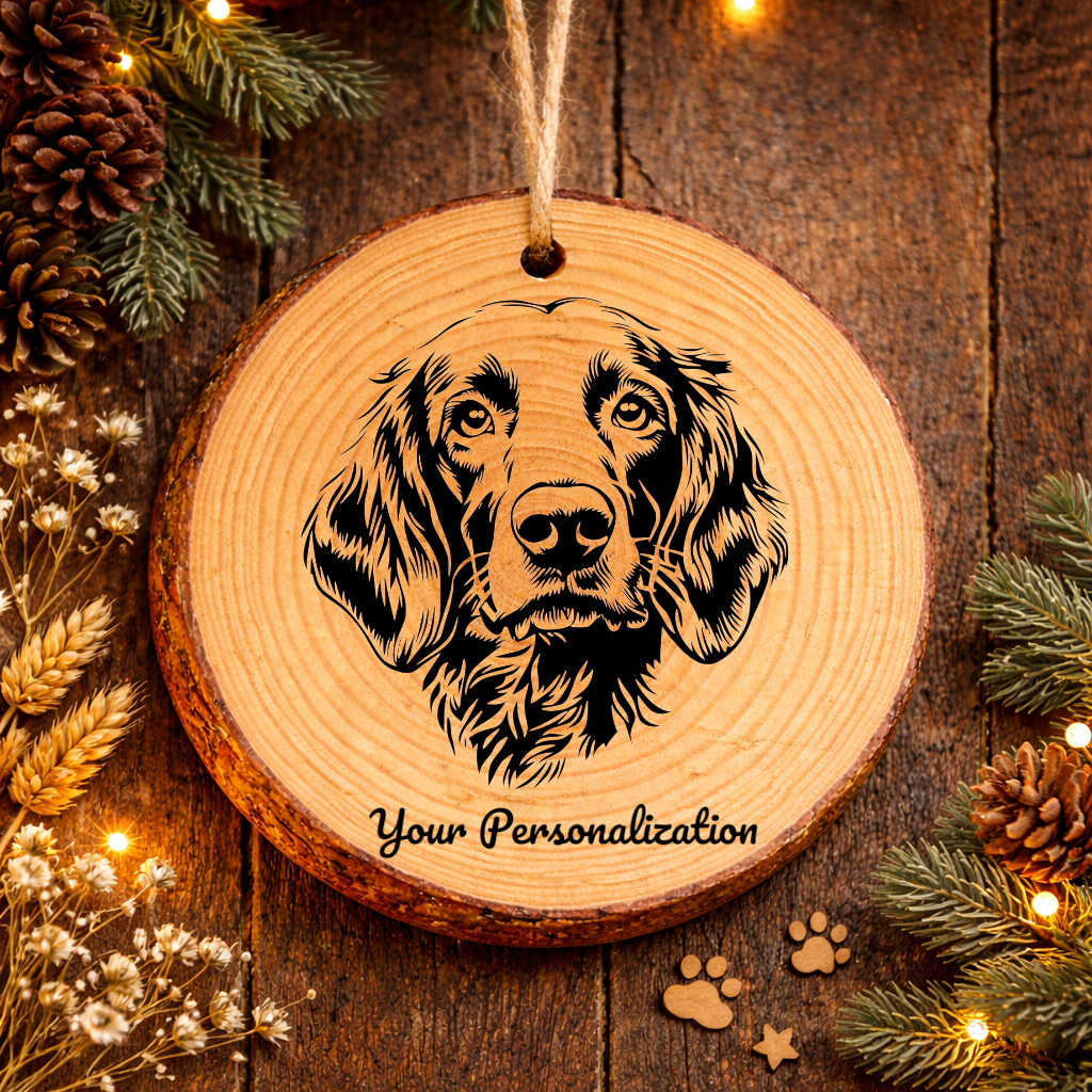 English Setter Dog Ornament – Rustic Wooden Keepsake