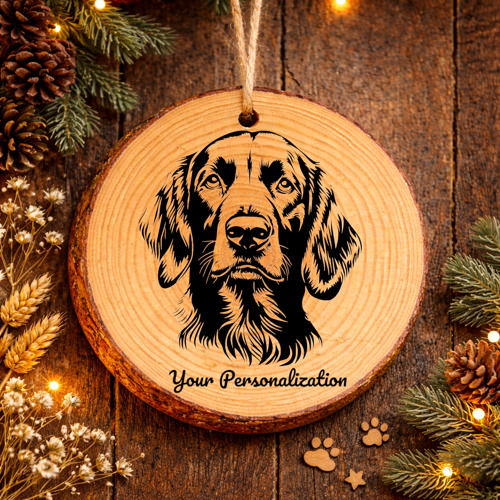 English Setter Dog Ornament – Rustic Wooden Keepsake