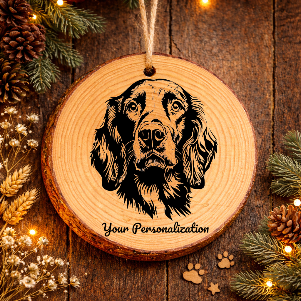 English Setter Dog Ornament – Rustic Wooden Keepsake