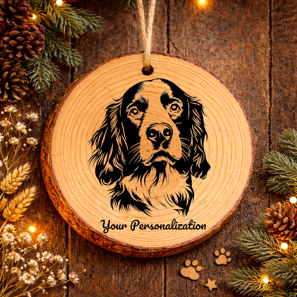 English Springer Spaniel Dog Ornament – Rustic Wooden Keepsake