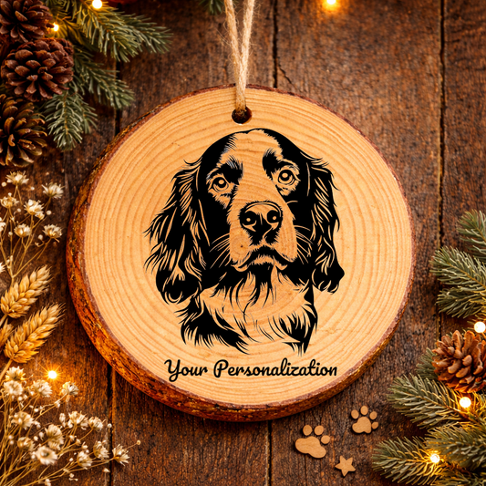 English Springer Spaniel Dog Ornament – Rustic Wooden Keepsake