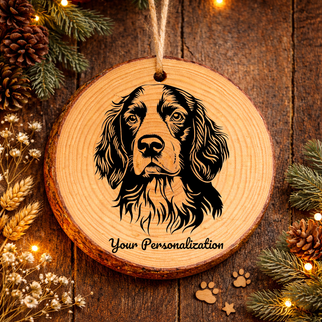 English Springer Spaniel Dog Ornament – Rustic Wooden Keepsake