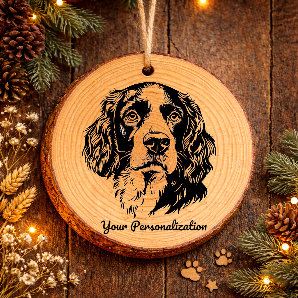 English Springer Spaniel Dog Ornament – Rustic Wooden Keepsake