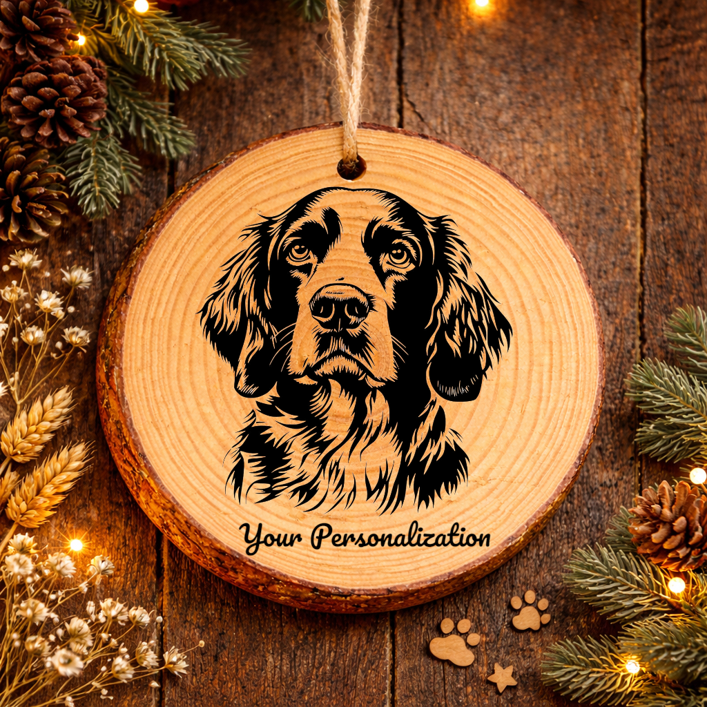 English Springer Spaniel Dog Ornament – Rustic Wooden Keepsake