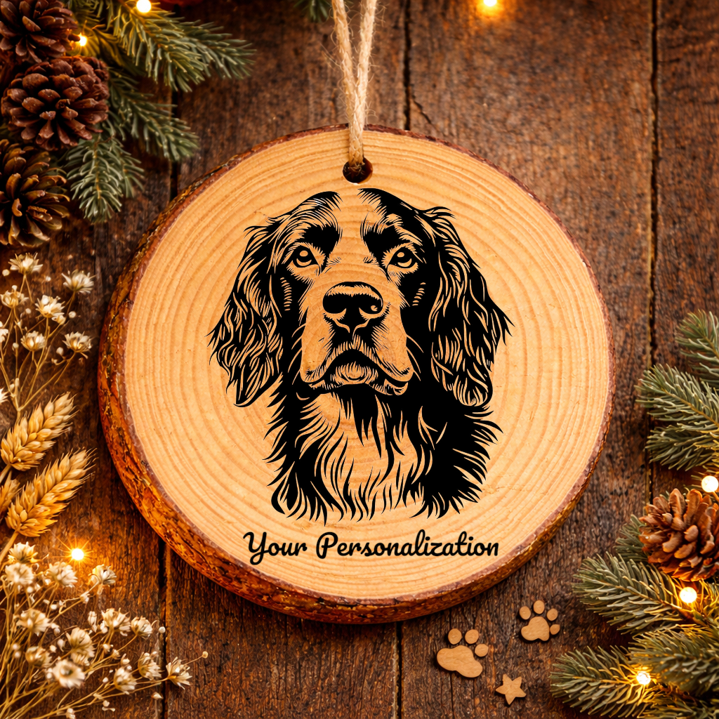 English Springer Spaniel Dog Ornament – Rustic Wooden Keepsake