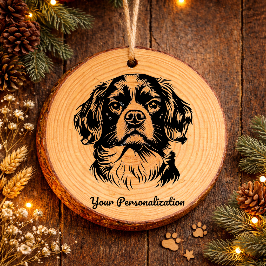 English Toy Spaniel Dog Ornament – Rustic Wooden Keepsake
