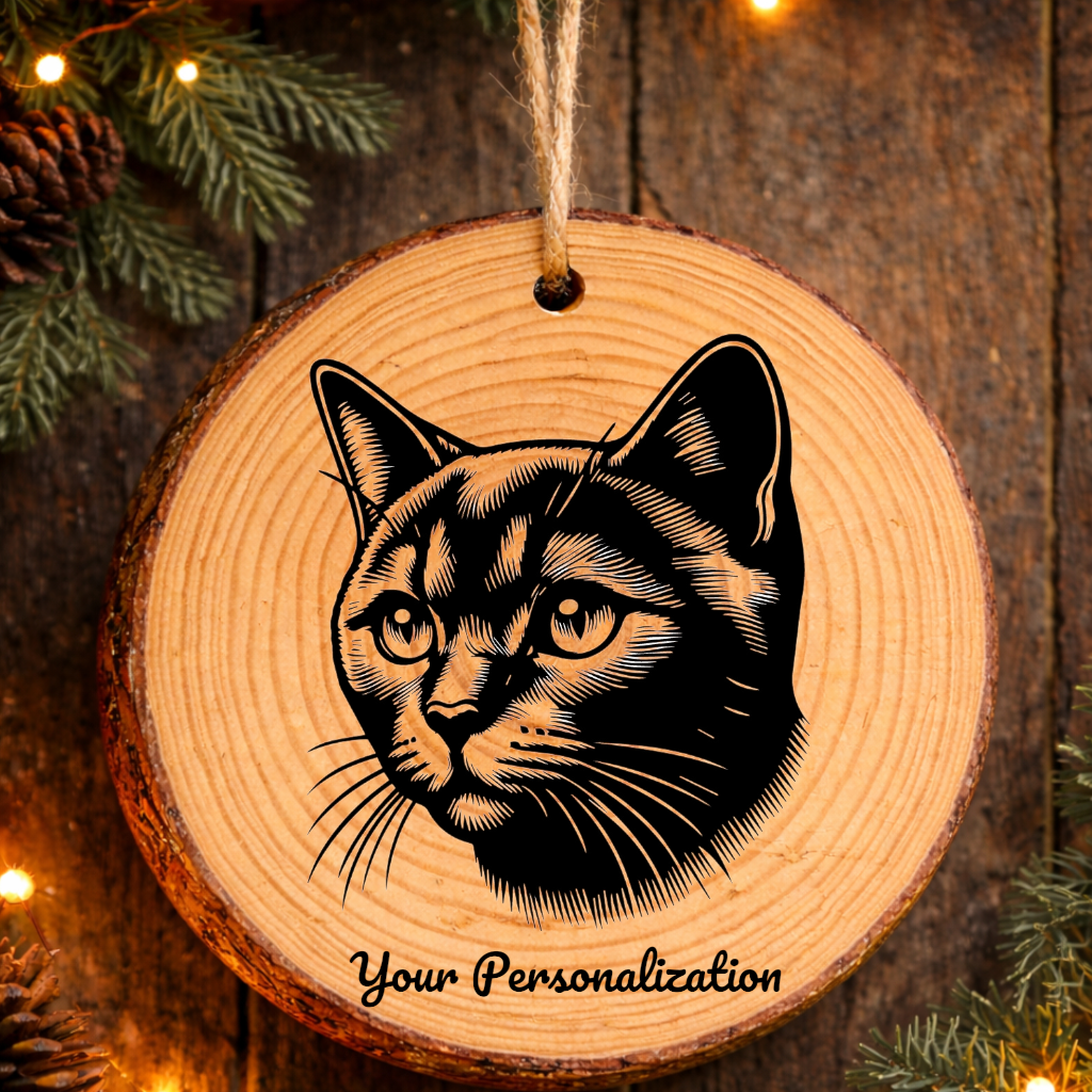 European Shorthair Cat Rustic Pine Wooden Round Ornament