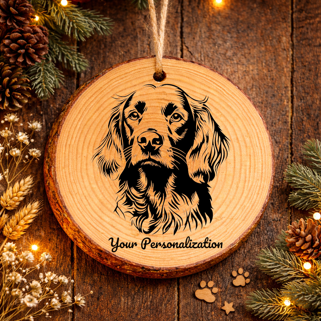 Field Spaniel Dog Ornament – Rustic Wooden Keepsake