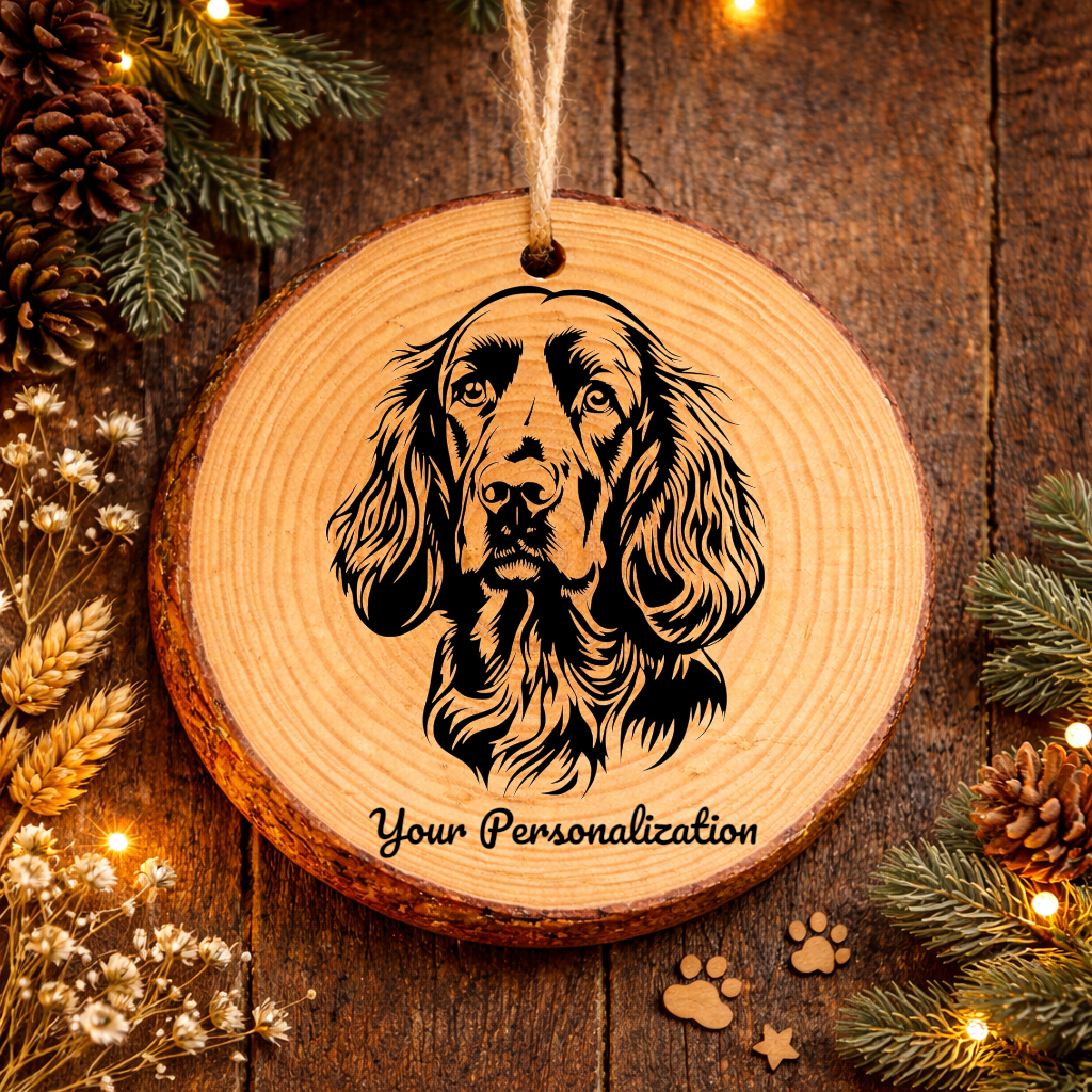Field Spaniel Dog Ornament – Rustic Wooden Keepsake
