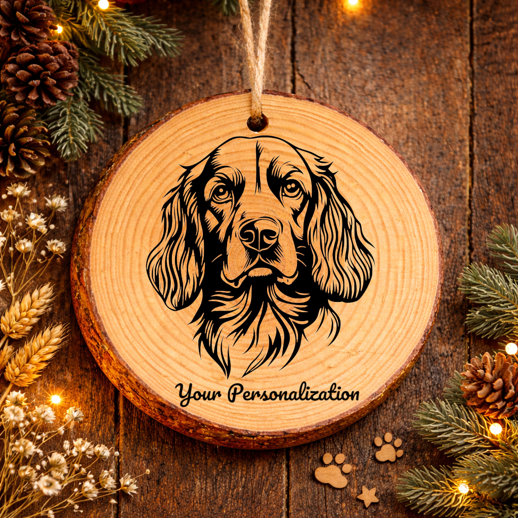 Field Spaniel Dog Ornament – Rustic Wooden Keepsake