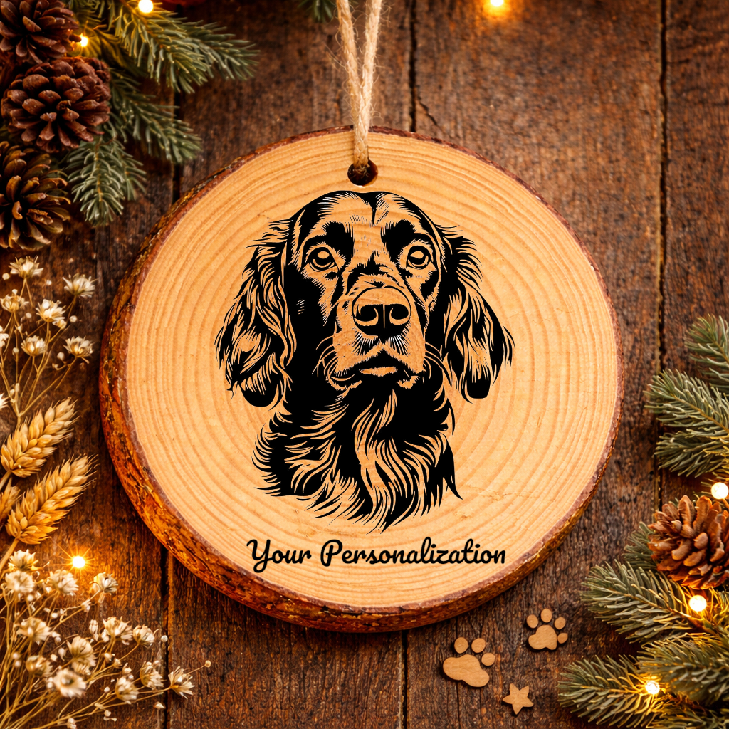 Field Spaniel Dog Ornament – Rustic Wooden Keepsake