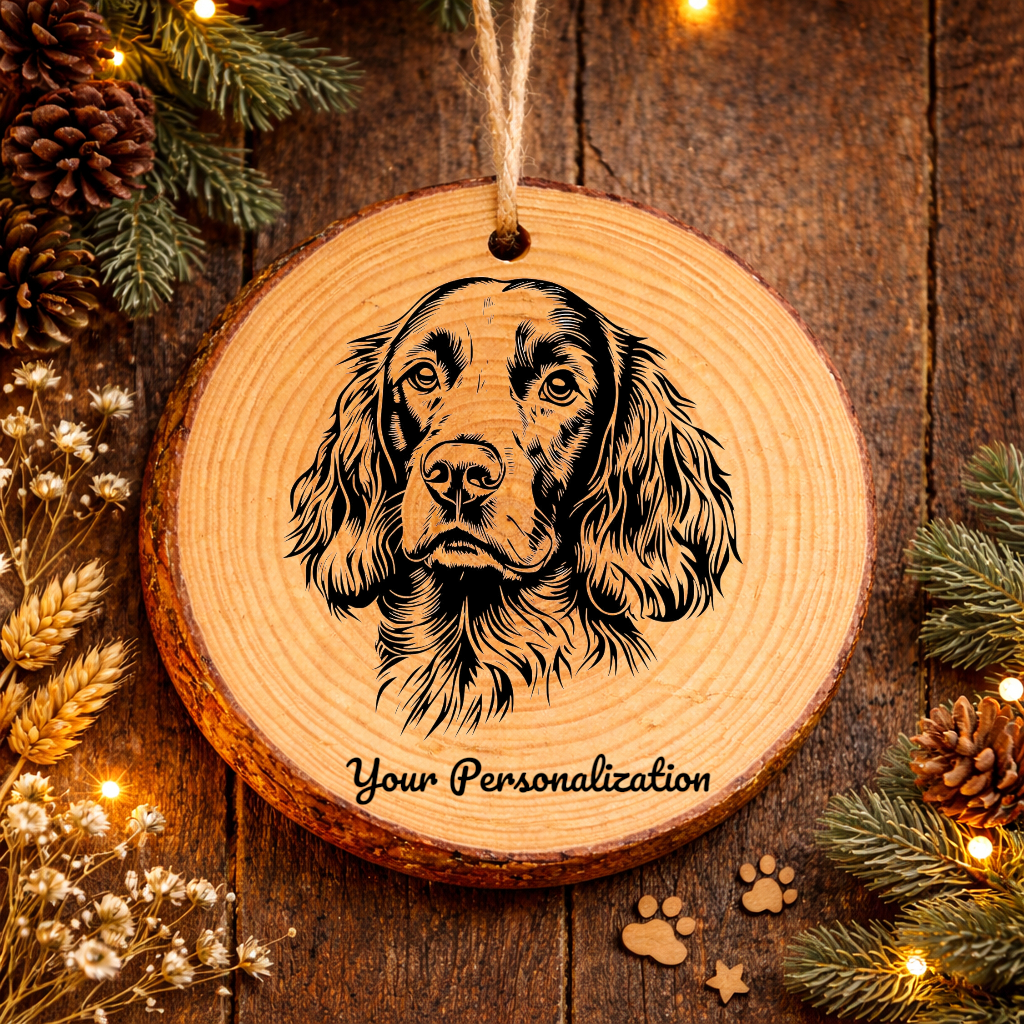 Field Spaniel Dog Ornament – Rustic Wooden Keepsake