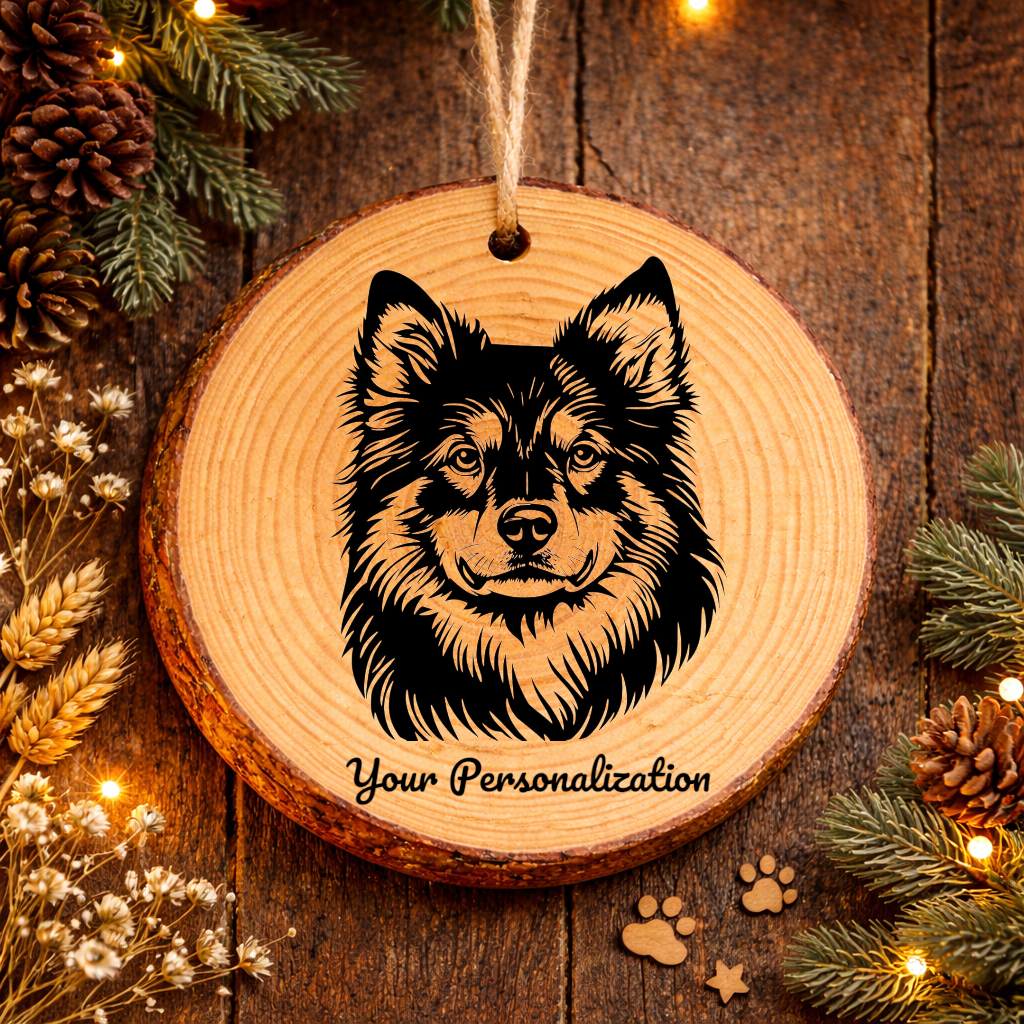 Finnish Lapphund Dog Ornament – Rustic Wooden Keepsake