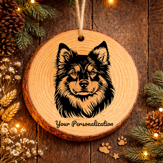 Finnish Lapphund Dog Ornament – Rustic Wooden Keepsake