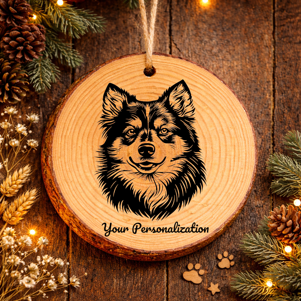 Finnish Lapphund Dog Ornament – Rustic Wooden Keepsake
