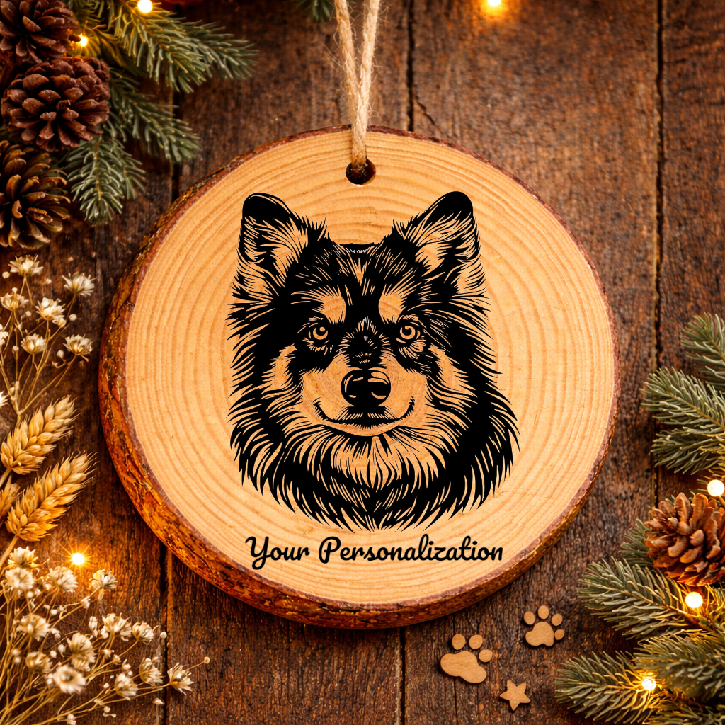 Finnish Lapphund Dog Ornament – Rustic Wooden Keepsake