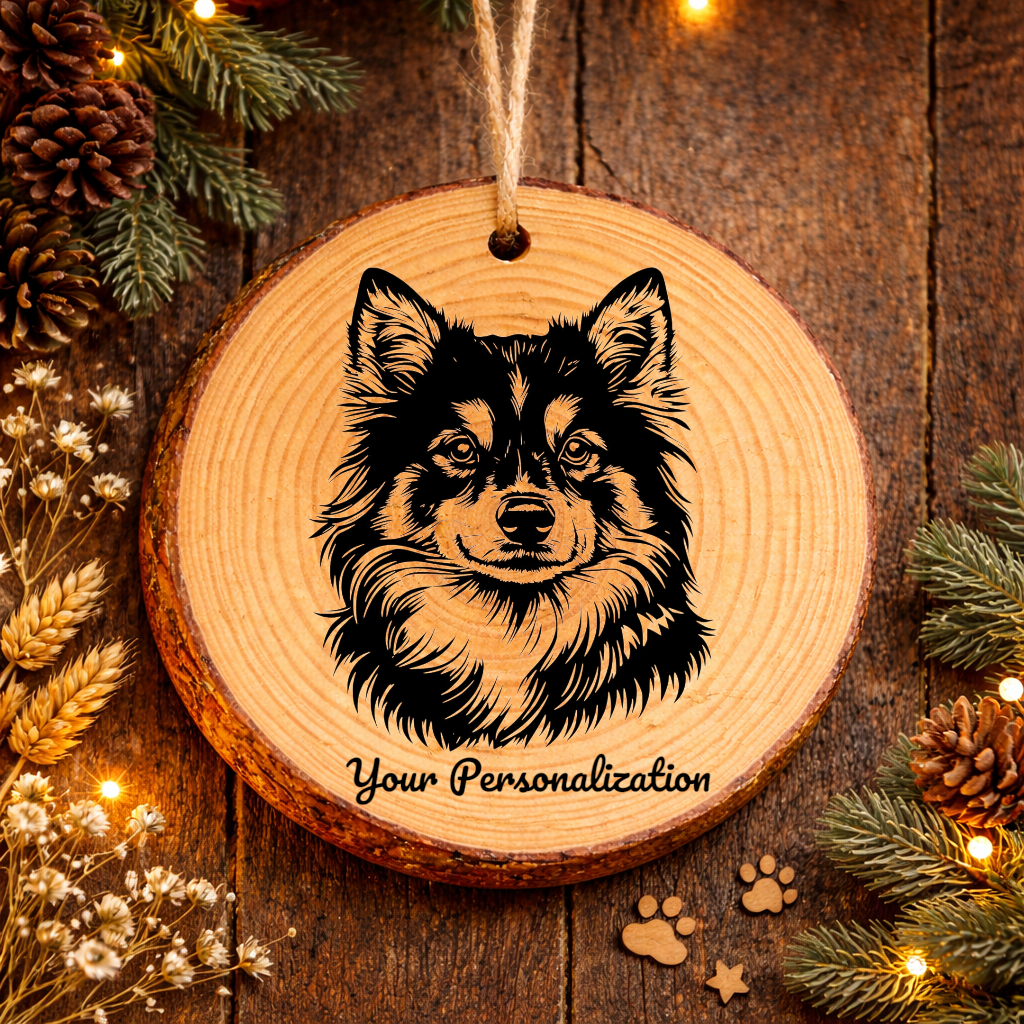 Finnish Lapphund Dog Ornament – Rustic Wooden Keepsake