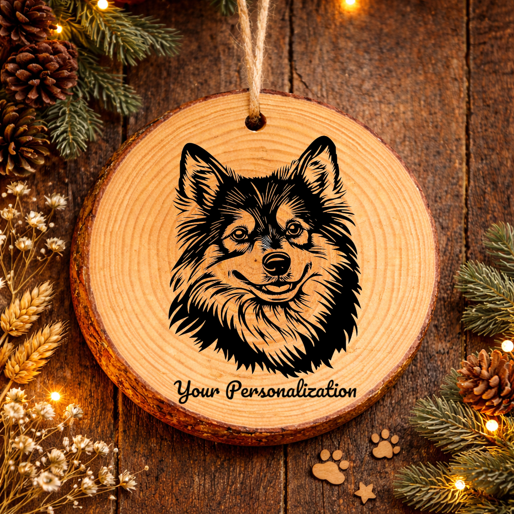 Finnish Lapphund Dog Ornament – Rustic Wooden Keepsake