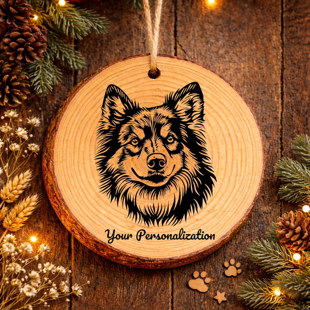 Finnish Lapphund Dog Ornament – Rustic Wooden Keepsake