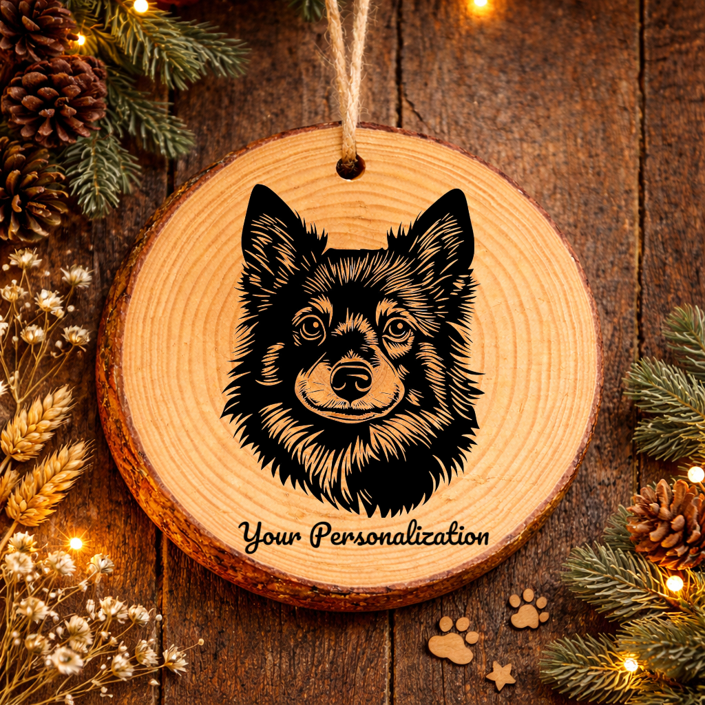 Finnish Spitz Dog Ornament – Rustic Wooden Keepsake