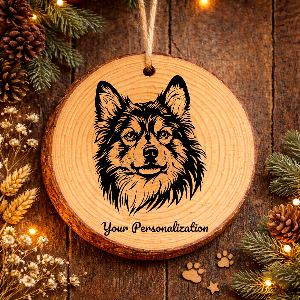 Finnish Spitz Dog Ornament – Rustic Wooden Keepsake