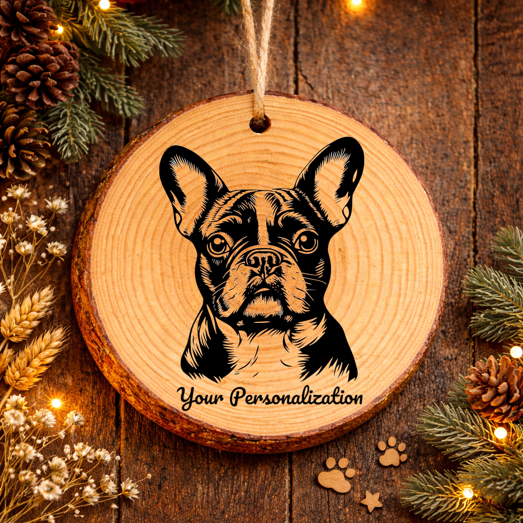 French Bulldog Dog Ornament – Rustic Wooden Keepsake