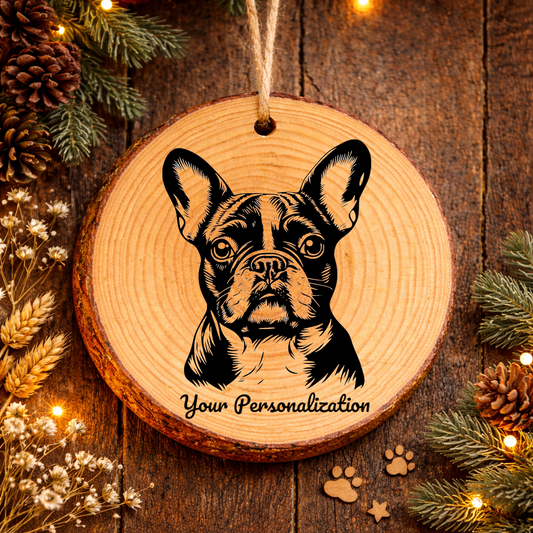 French Bulldog Dog Ornament – Rustic Wooden Keepsake