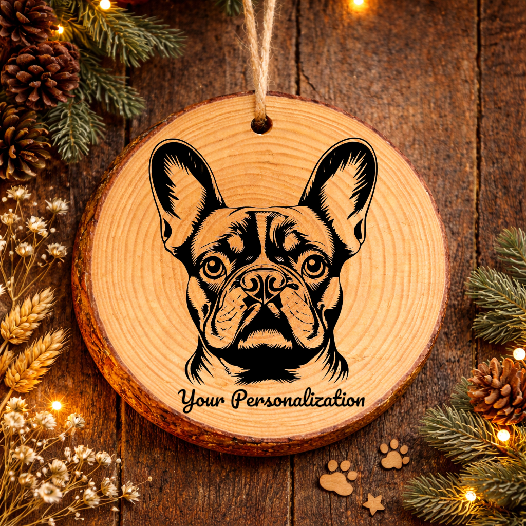 French Bulldog Dog Ornament – Rustic Wooden Keepsake