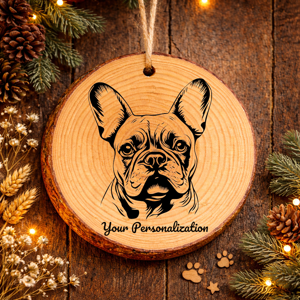 French Bulldog Dog Ornament – Rustic Wooden Keepsake