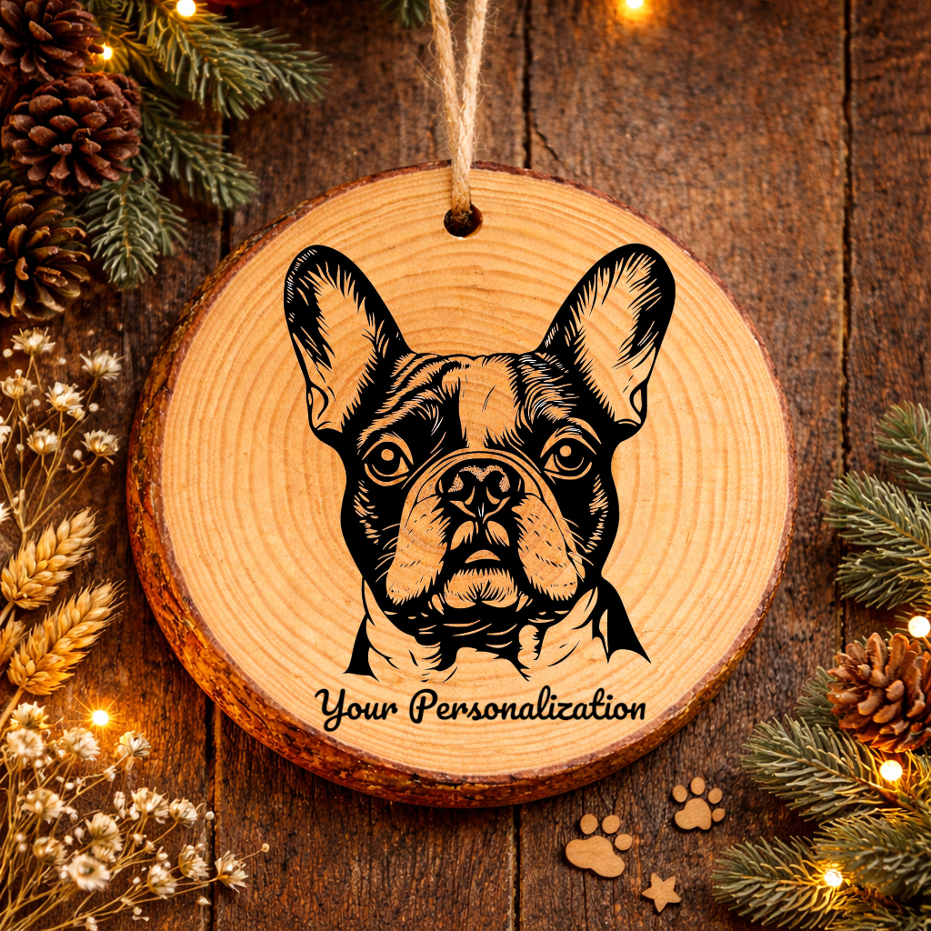 French Bulldog Dog Ornament – Rustic Wooden Keepsake
