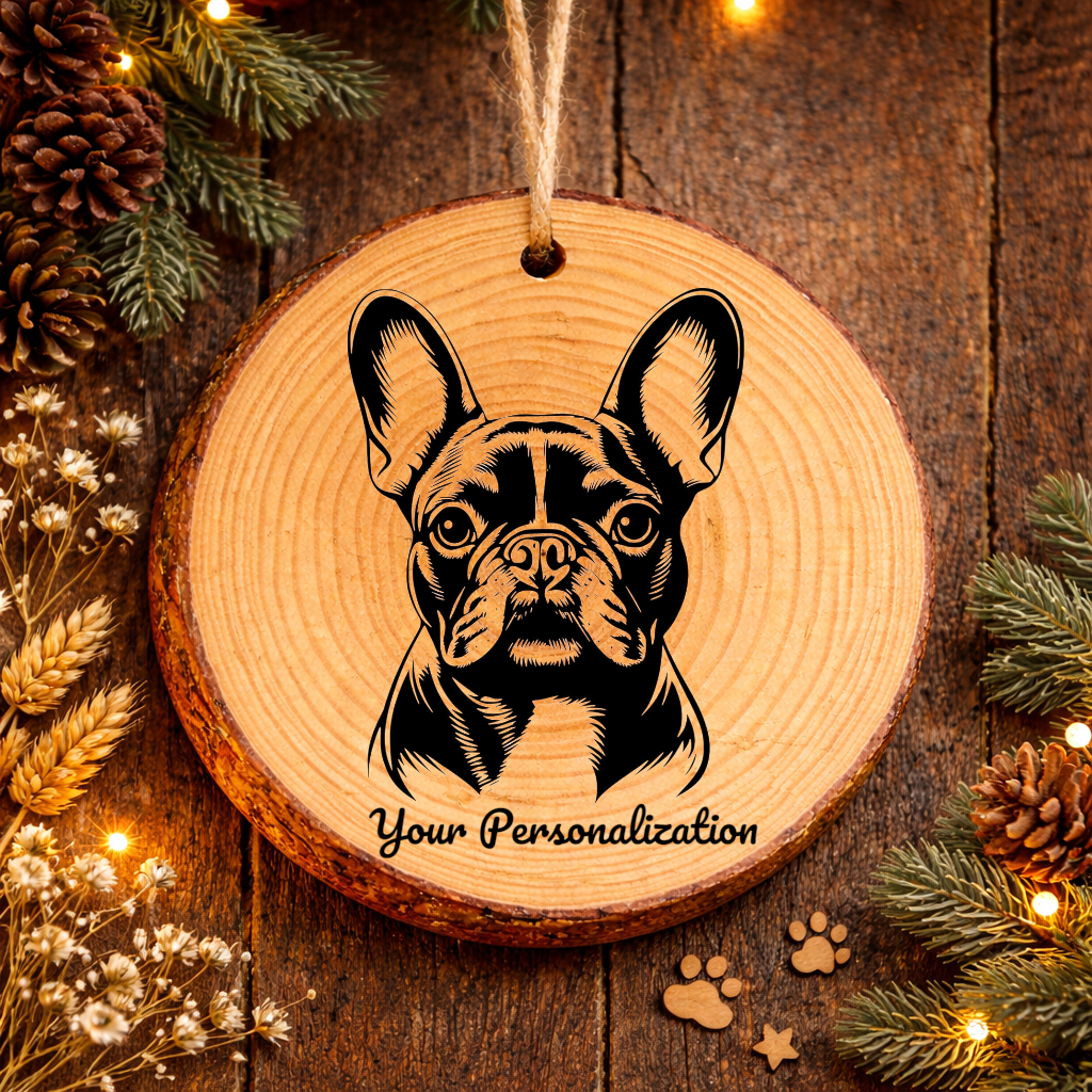 French Bulldog Dog Ornament – Rustic Wooden Keepsake
