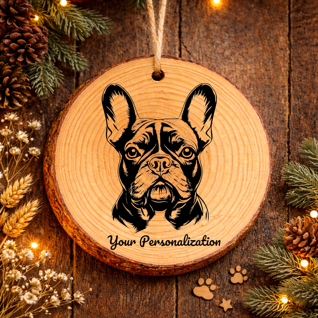 French Bulldog Dog Ornament – Rustic Wooden Keepsake