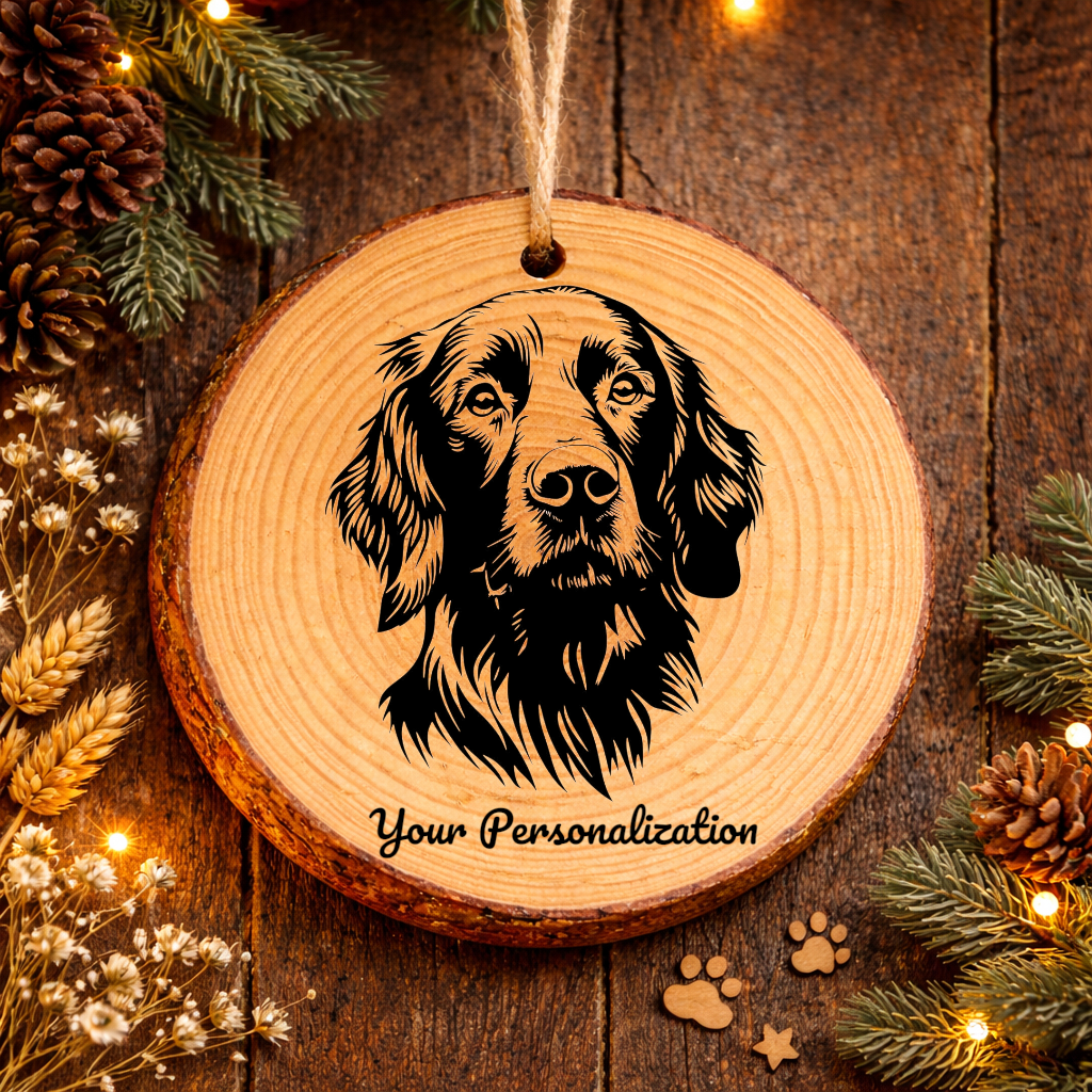 German Longhaired Pointer Dog Ornament – Rustic Wooden Keepsake